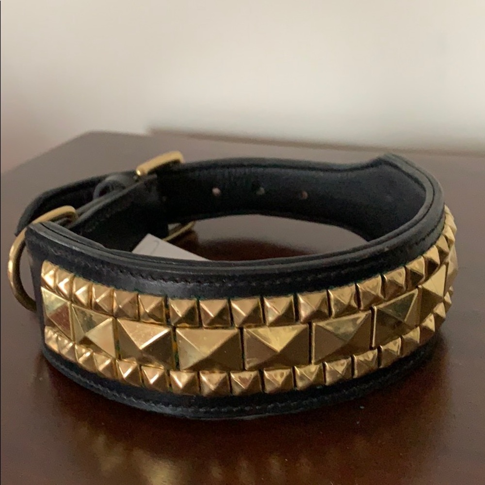 Brass Stud Leather Dog Collar